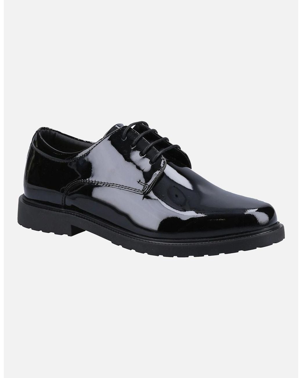Hush Puppies Black Verity Slip On Leather Patent Brogues Shoes