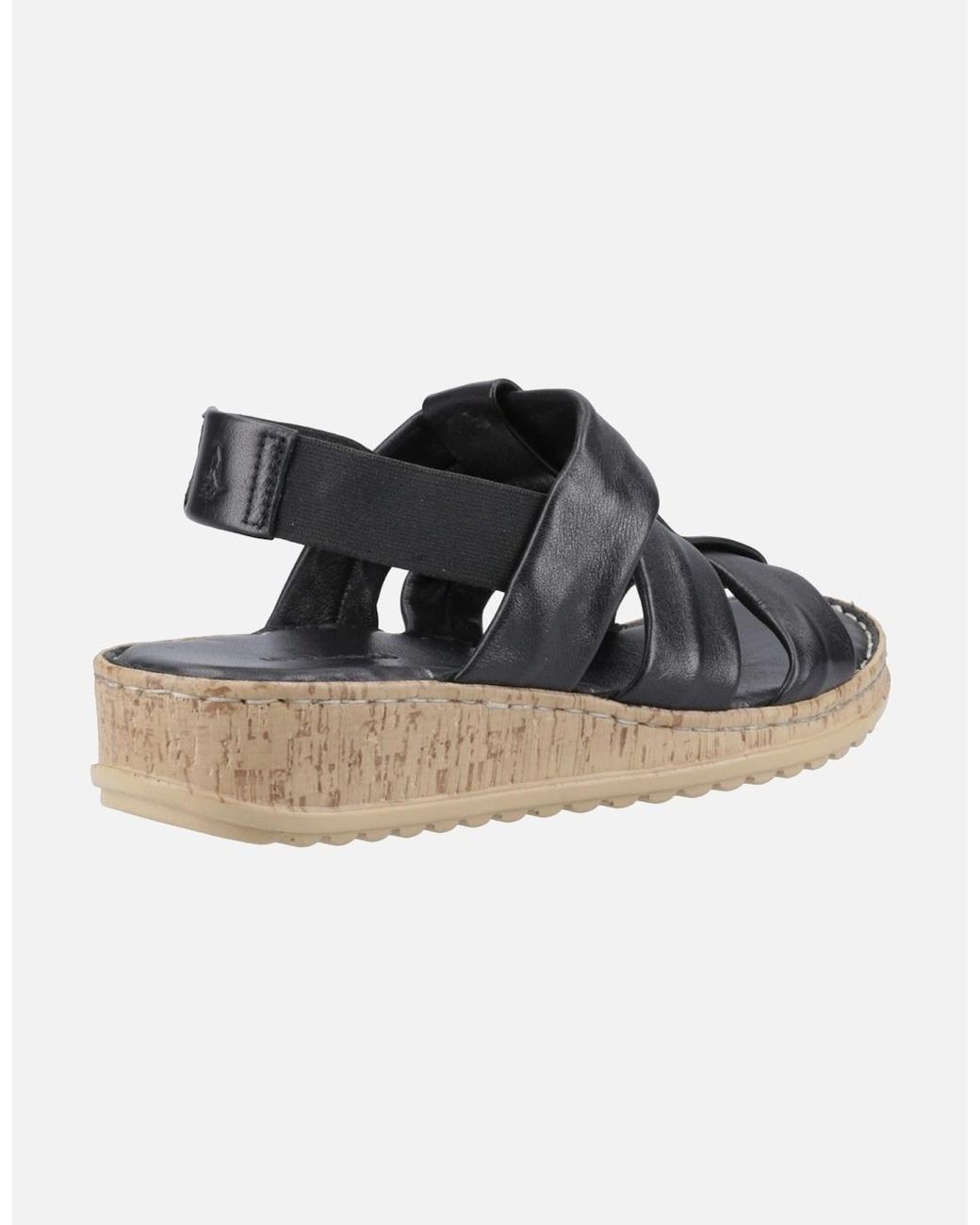 Hush Puppies Black Eden Wide Fit Leather Sandals