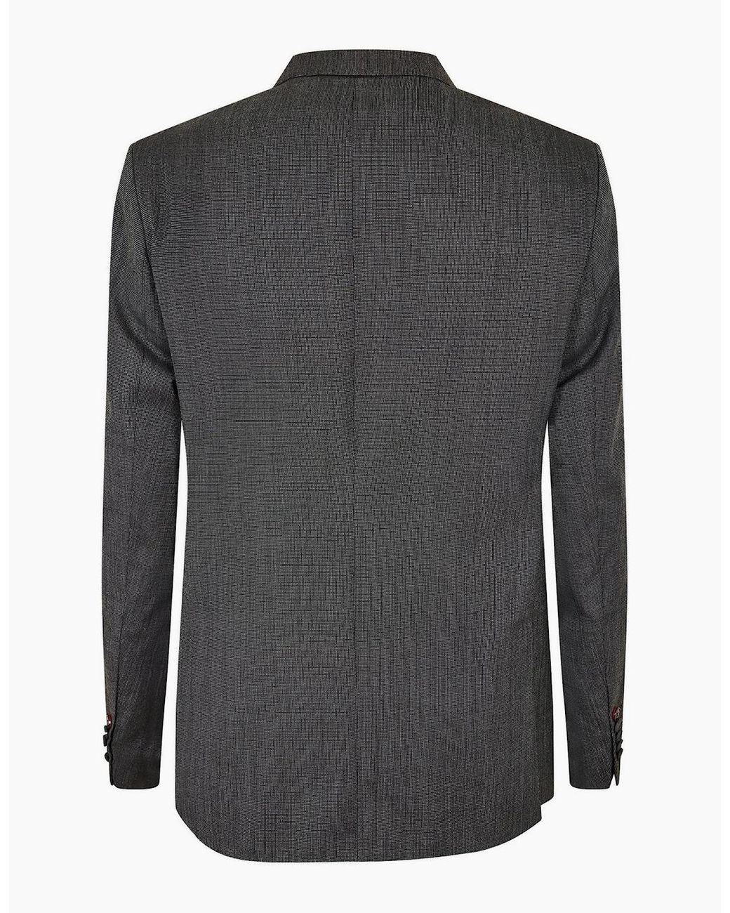 Boss Gray Solid Patterned Single Button Flap Pocket Blazer for men