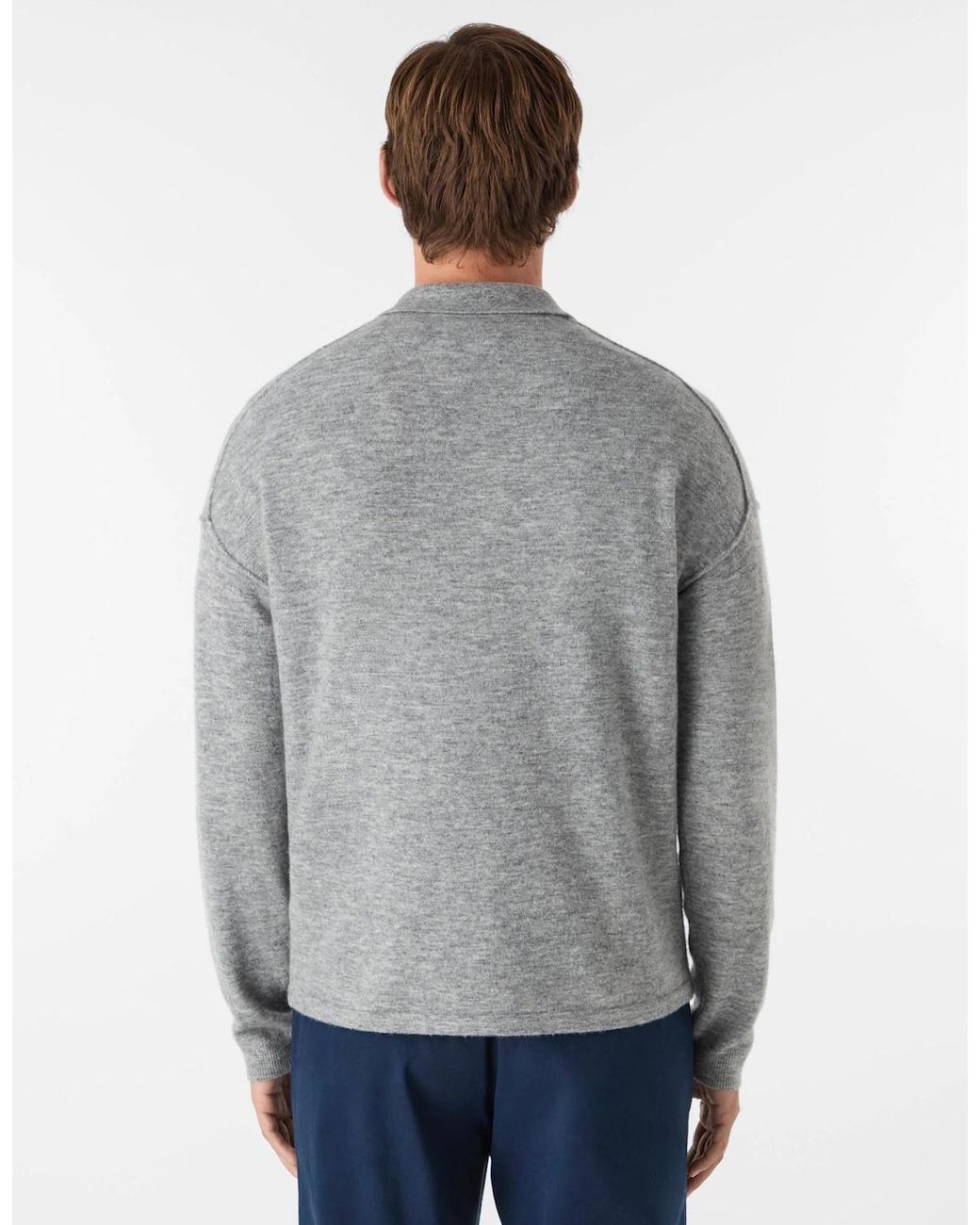 Oliver Sweeney Gray Killala Alpaca Wool Blend Quarter Zip Jumper for men