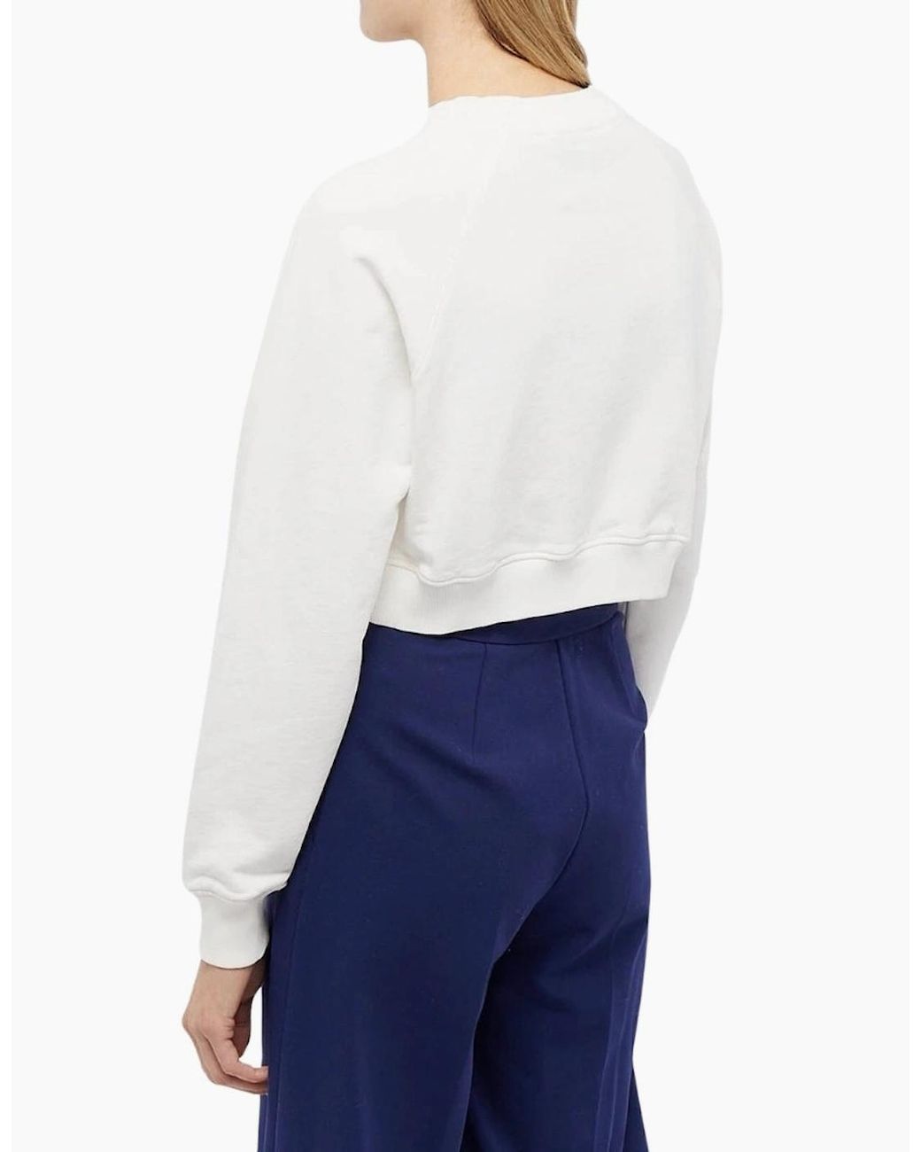 Casablanca White Casa Clouds Screen Printed Cropped Sweatshirt