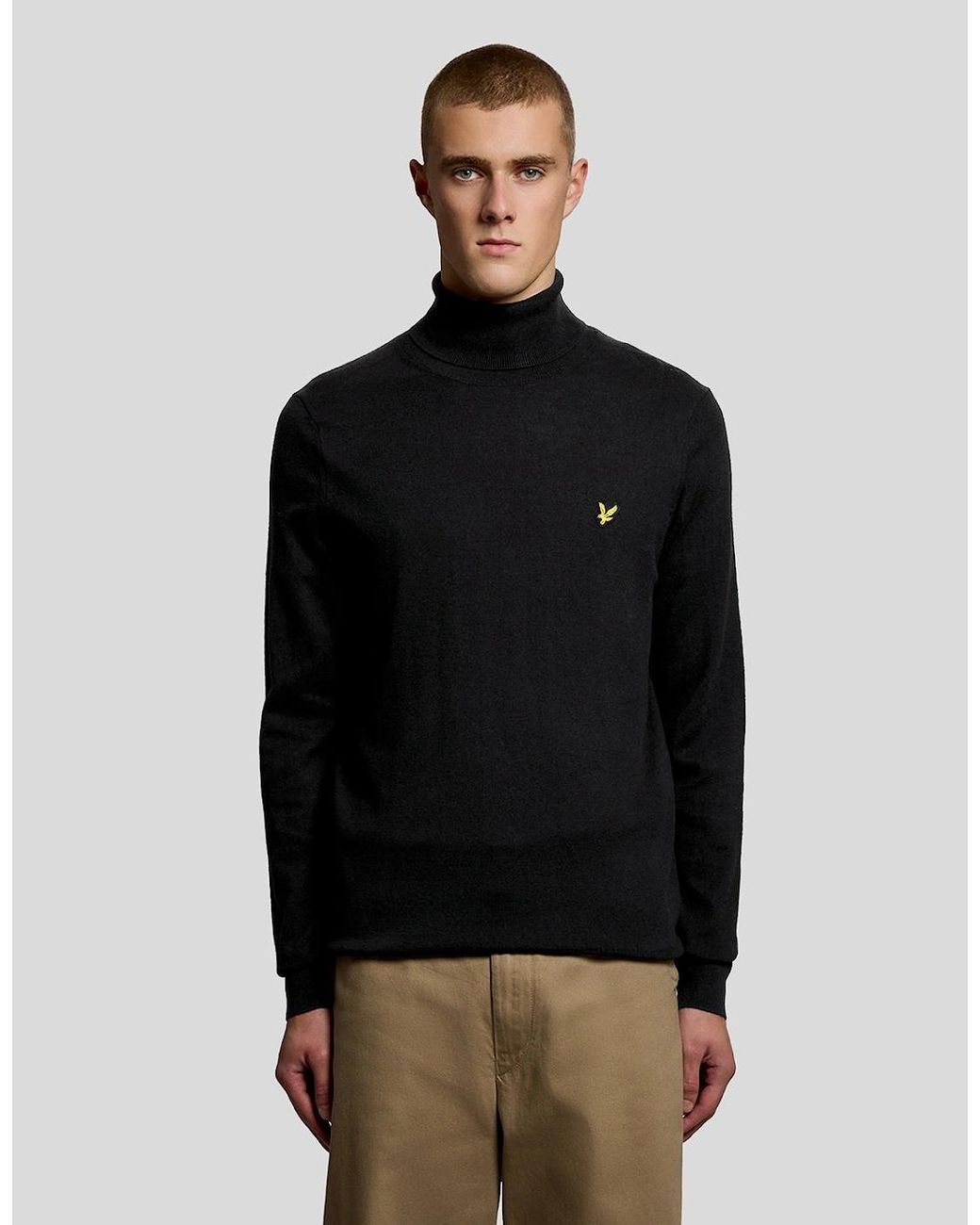 Lyle & Scott Black Cotton Merino Turtleneck Jumper for men