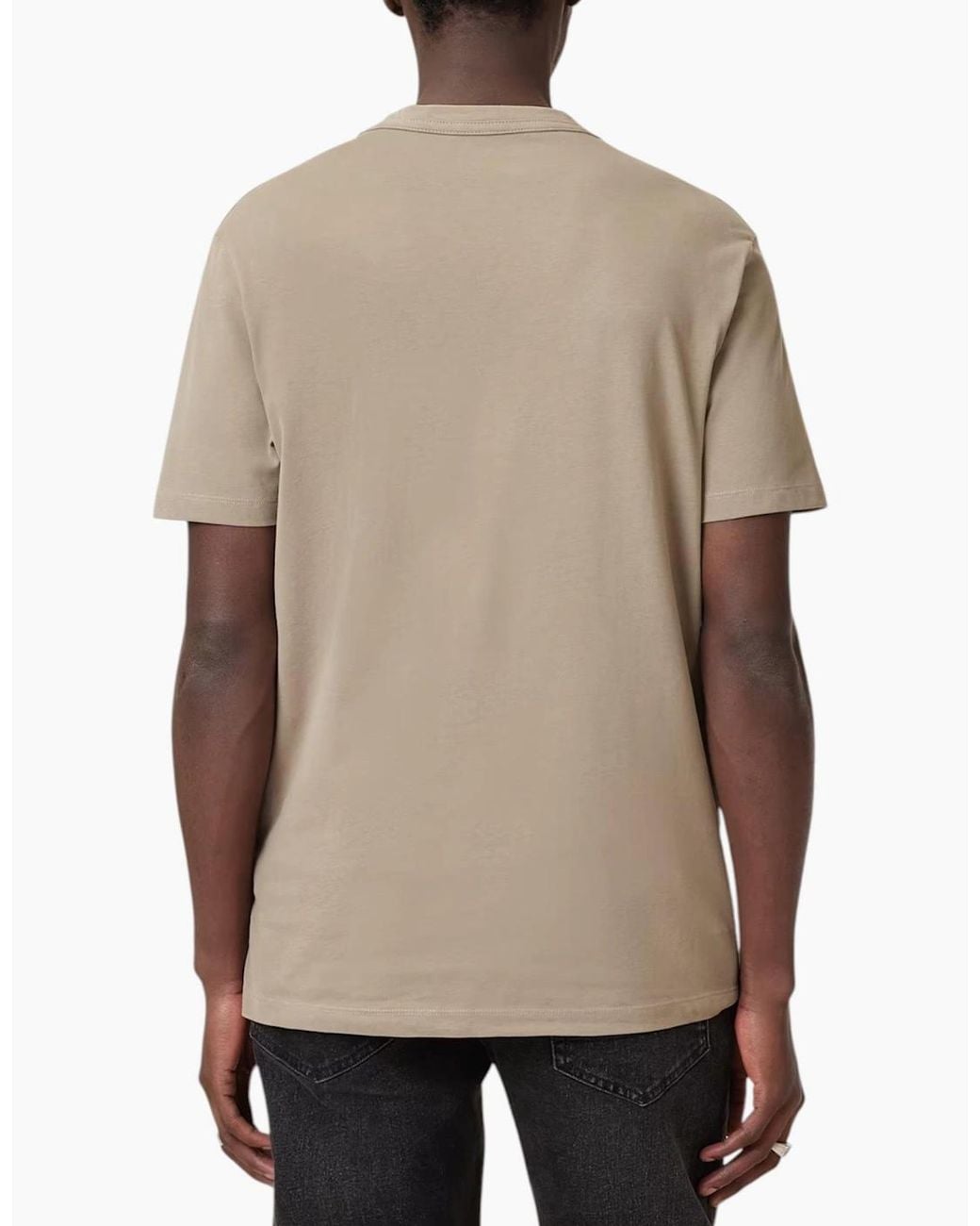 AllSaints Natural T Shirts Lycra Stretch Cotton Crew Neck Short Sleeve Summer Tee for men