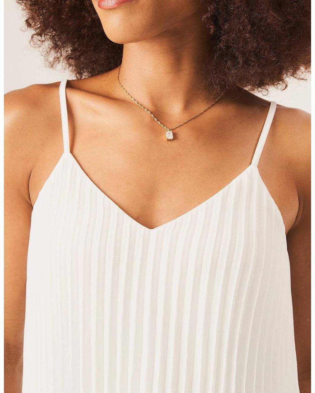 Gini London White Ivory Strappy Pleated Cami Top