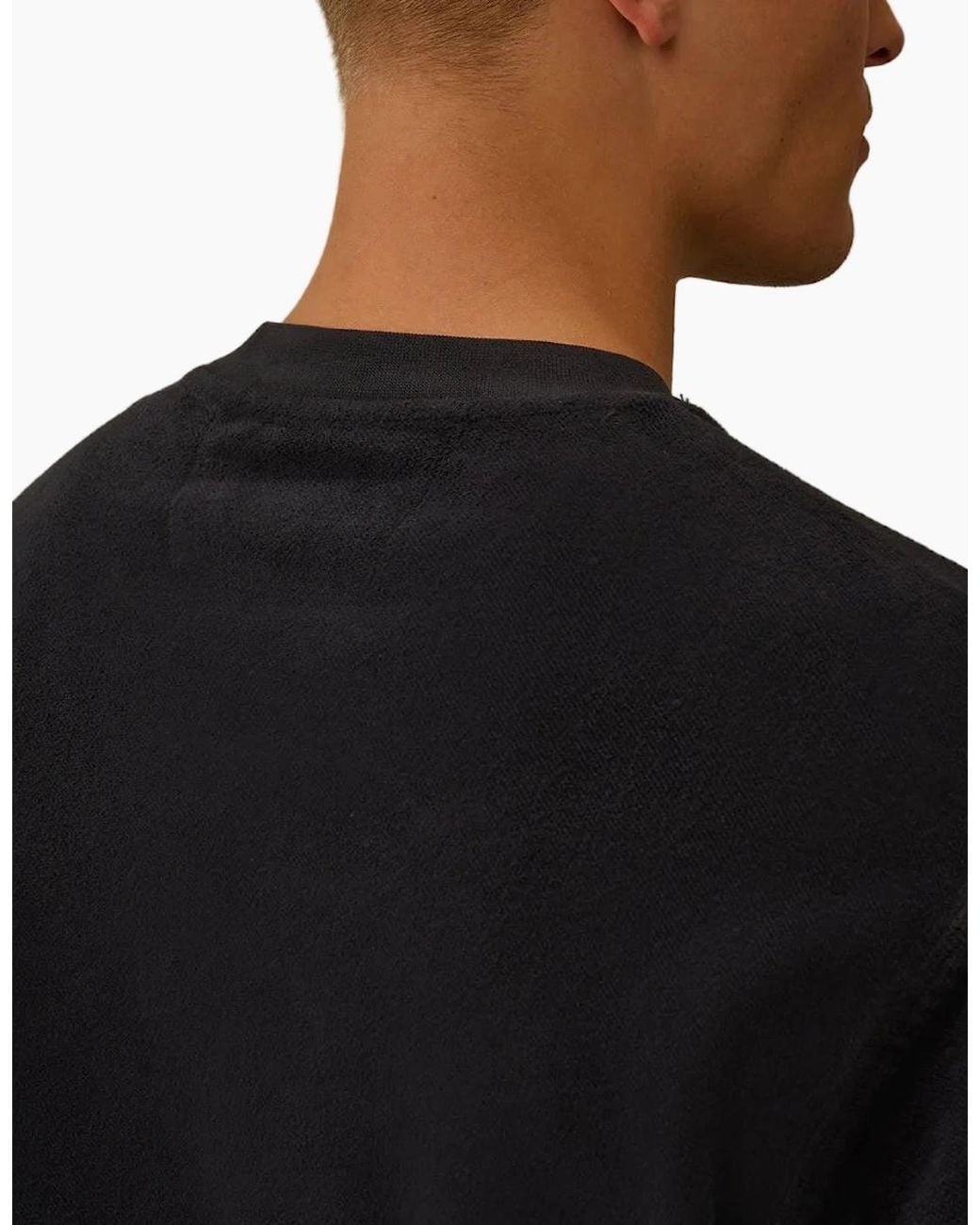 C P Company Black Brushed Fleece Lens Sweat for men