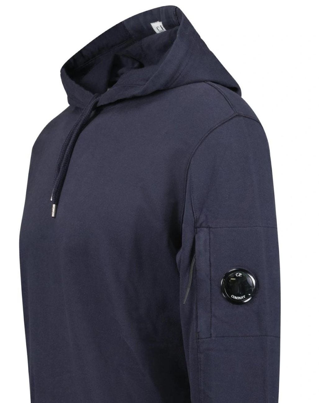 C P Company Blue Hooded Lens Light Fleece Sweatshirt Midnight for men