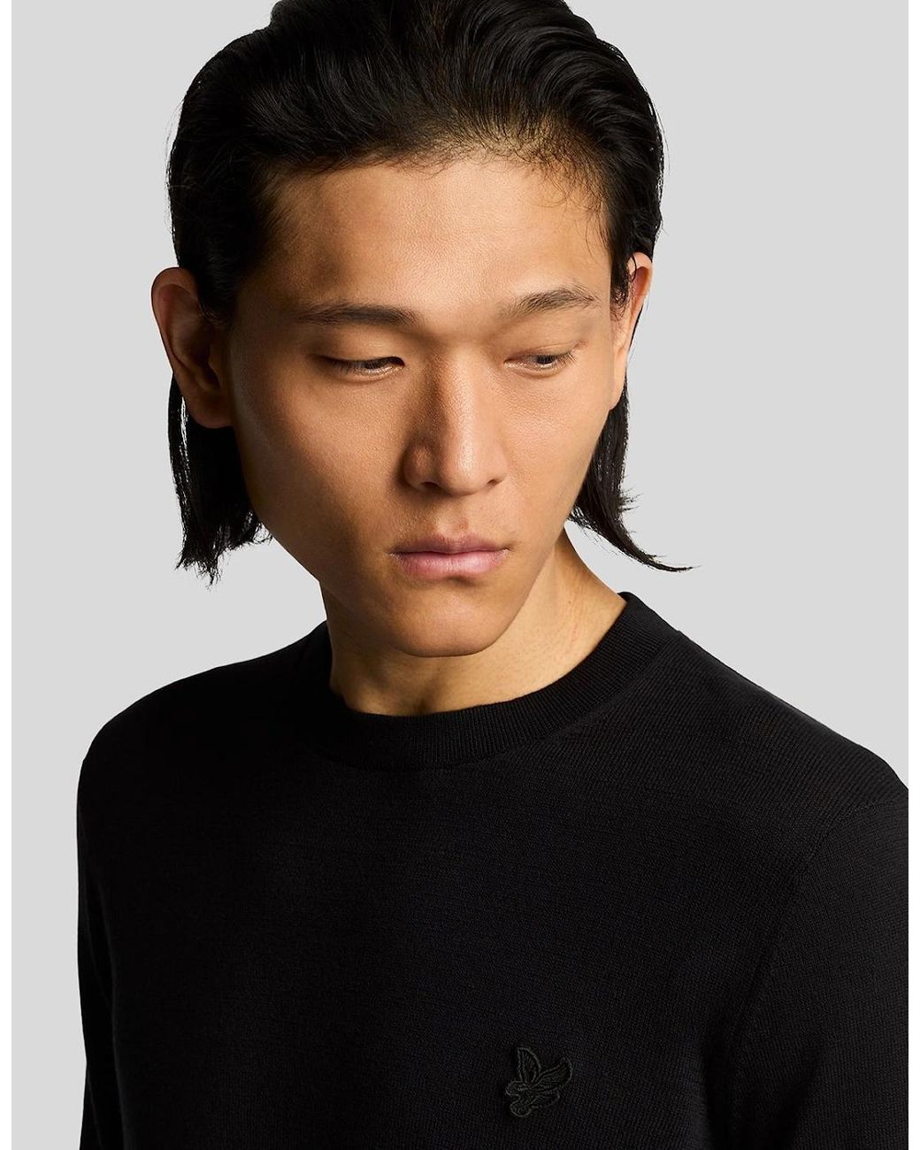 Lyle & Scott Black Superfine Cotton Crew Neck Jumper for men