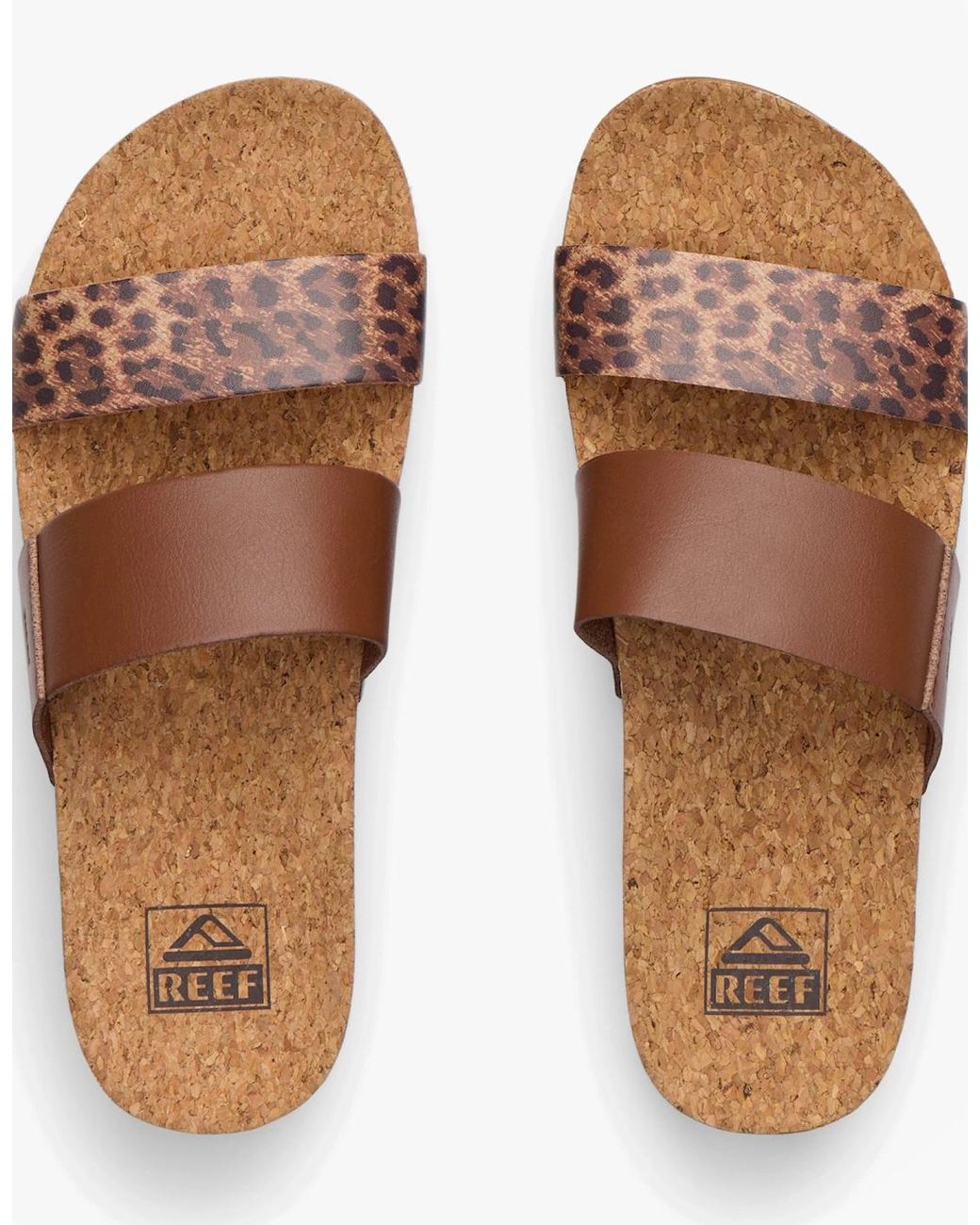 Reef Brown Cushion Vista Platform Sandals/Leopard