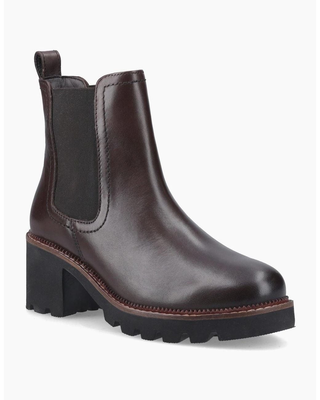 Hush Puppies Brown Gaia Leather Chocolate Heeled Chelsea Boots
