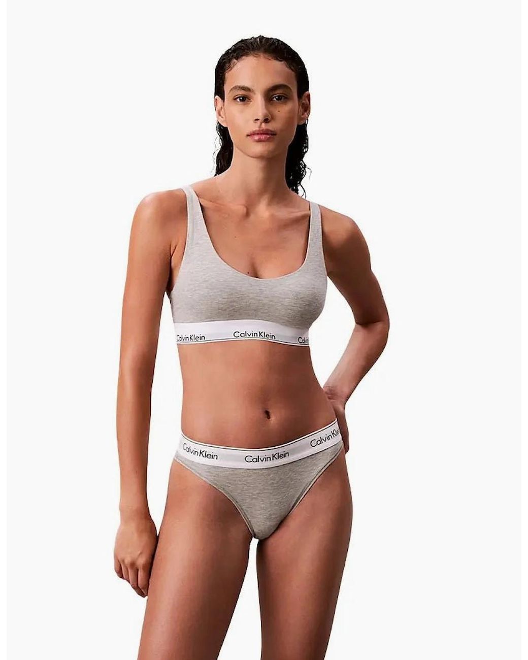 Calvin Klein White Icon Cotton Modal Lightly Lined Bralette, Heather