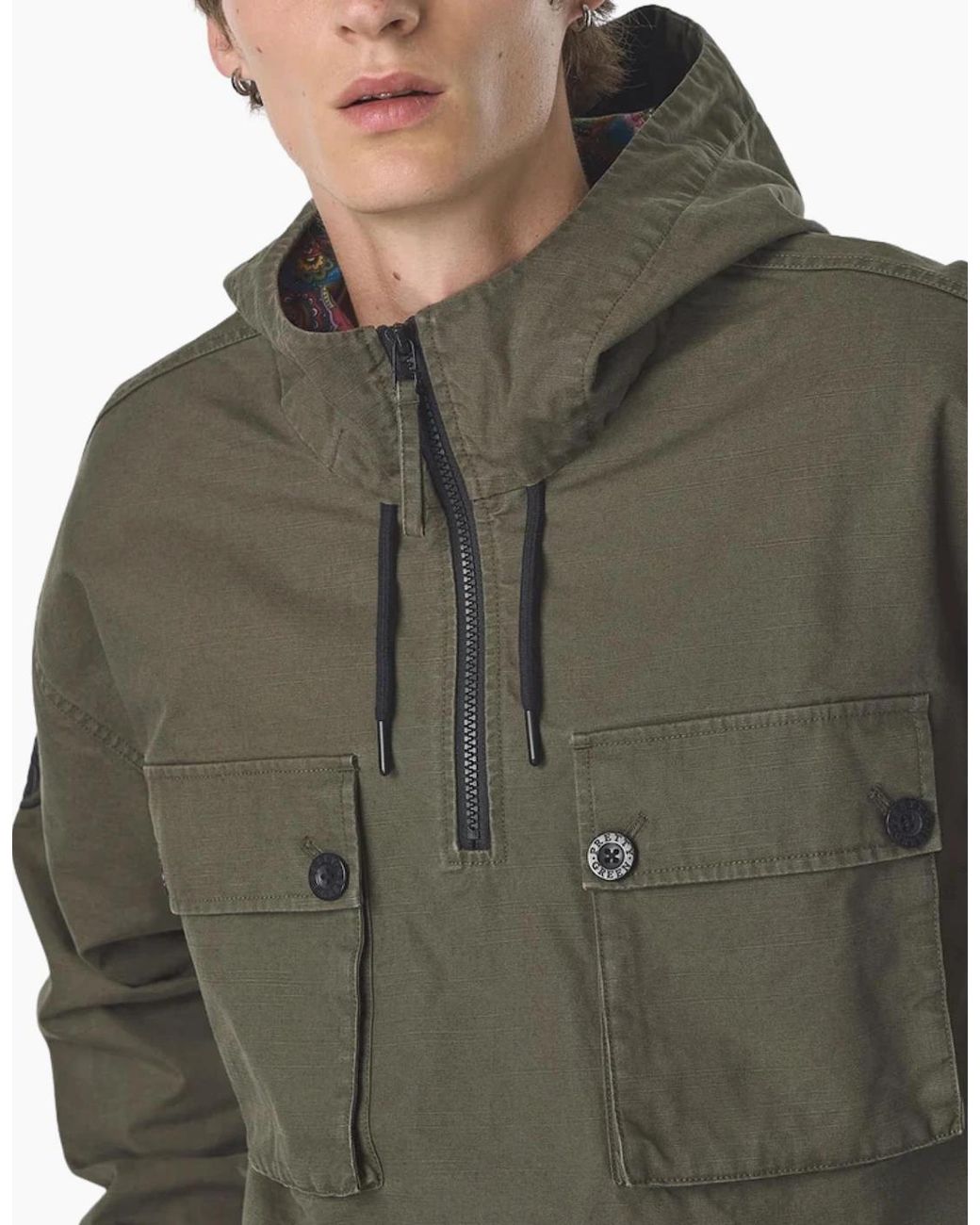 Pretty Green Green Hatton Smock Khaki Jacket for men