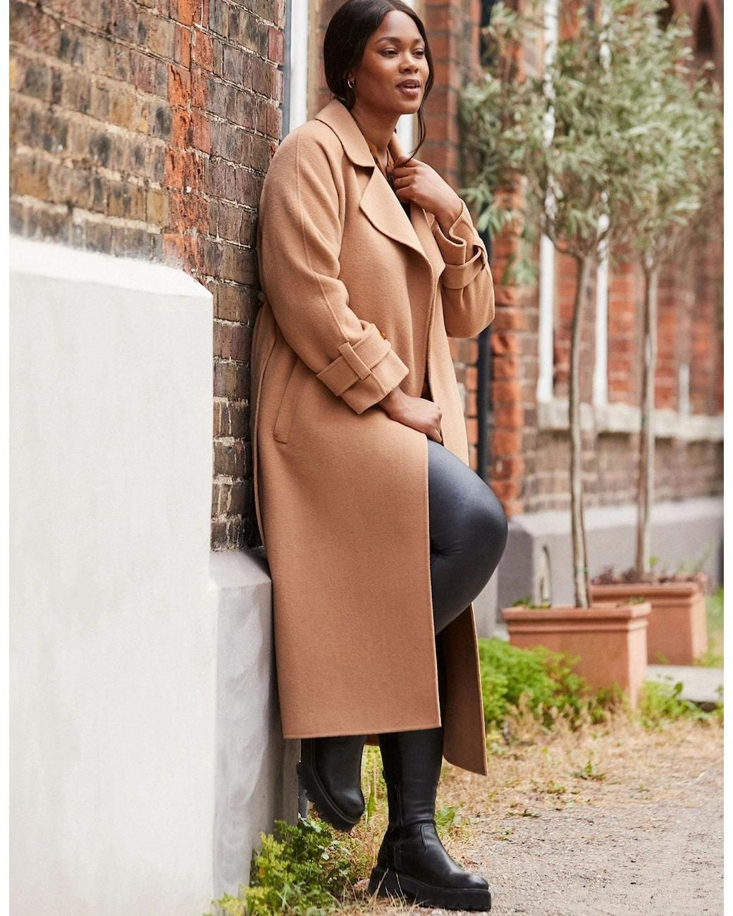 Live Unlimited London Brown Camel Wool Blend Belted Coat