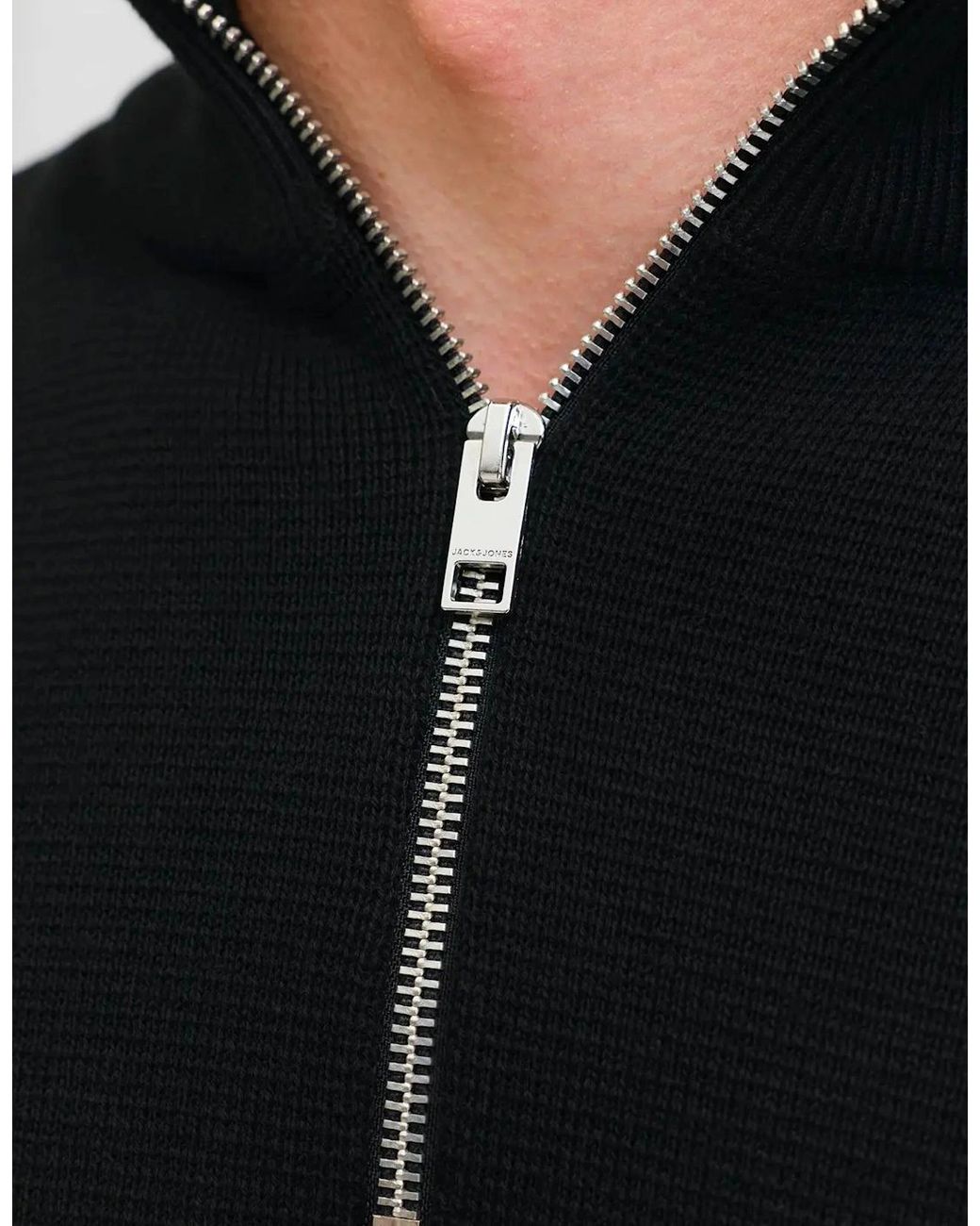 Jack & Jones Black Jpr Blamilano Stitch Knit Half Zip for men