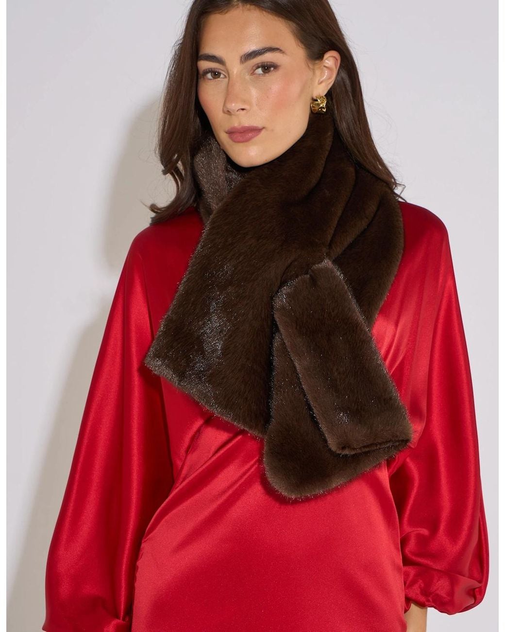 Gini London Red Faux Fur Stole