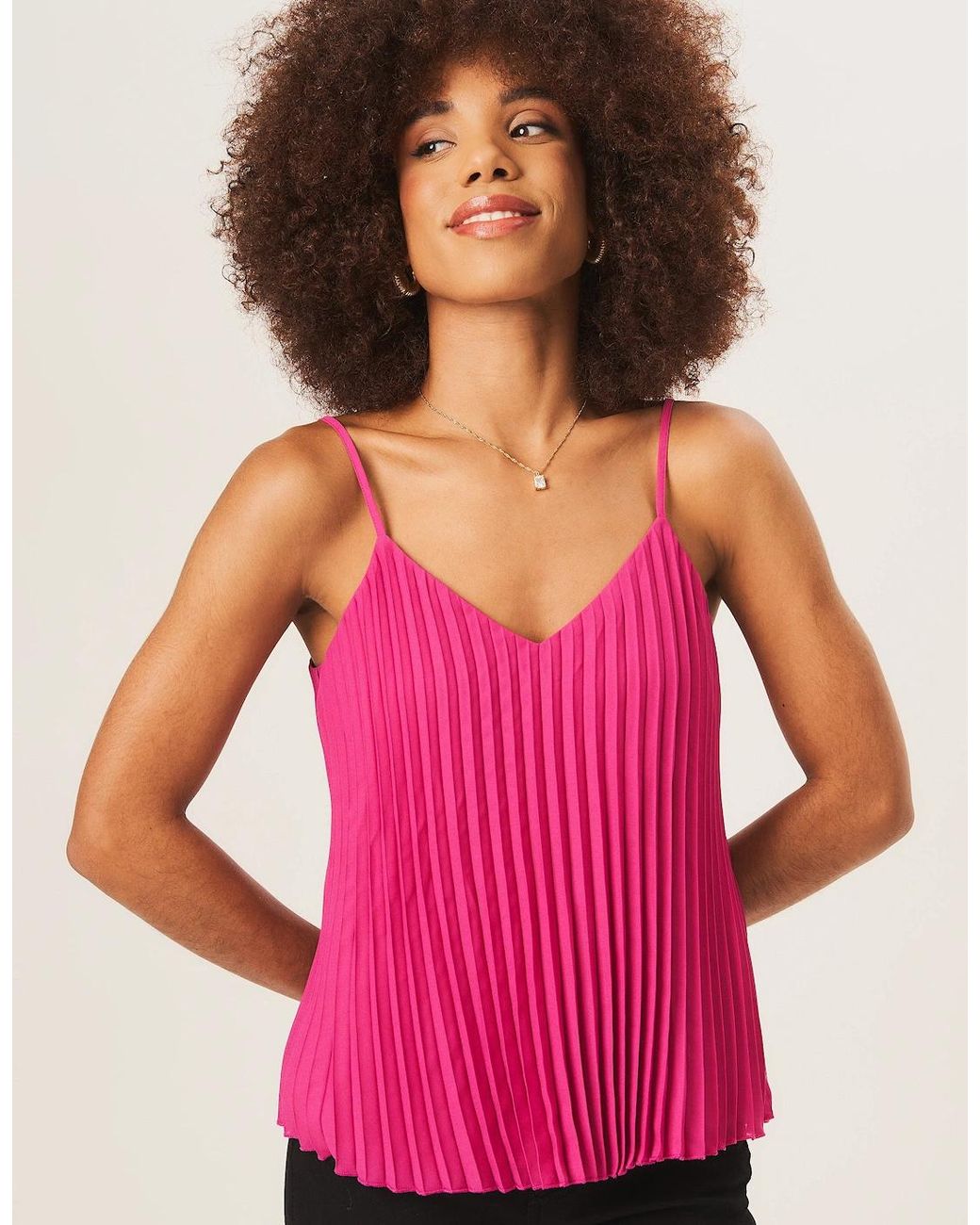 Gini London Pink Strappy Pleated Cami Top