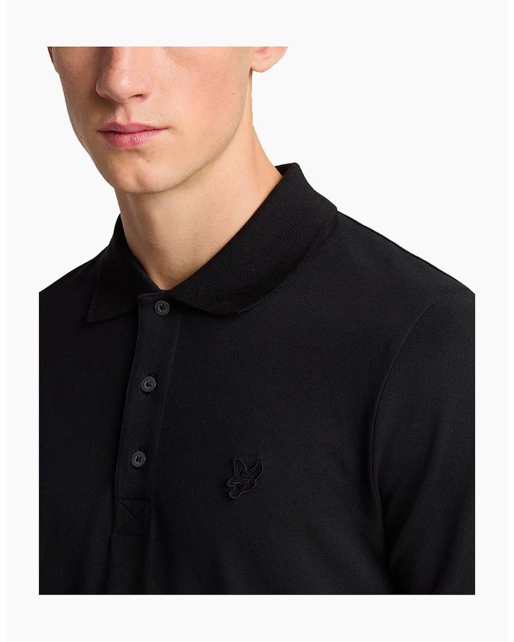Lyle & Scott Black Lyle & Scott Tonal Superfine Polo Shirt for men