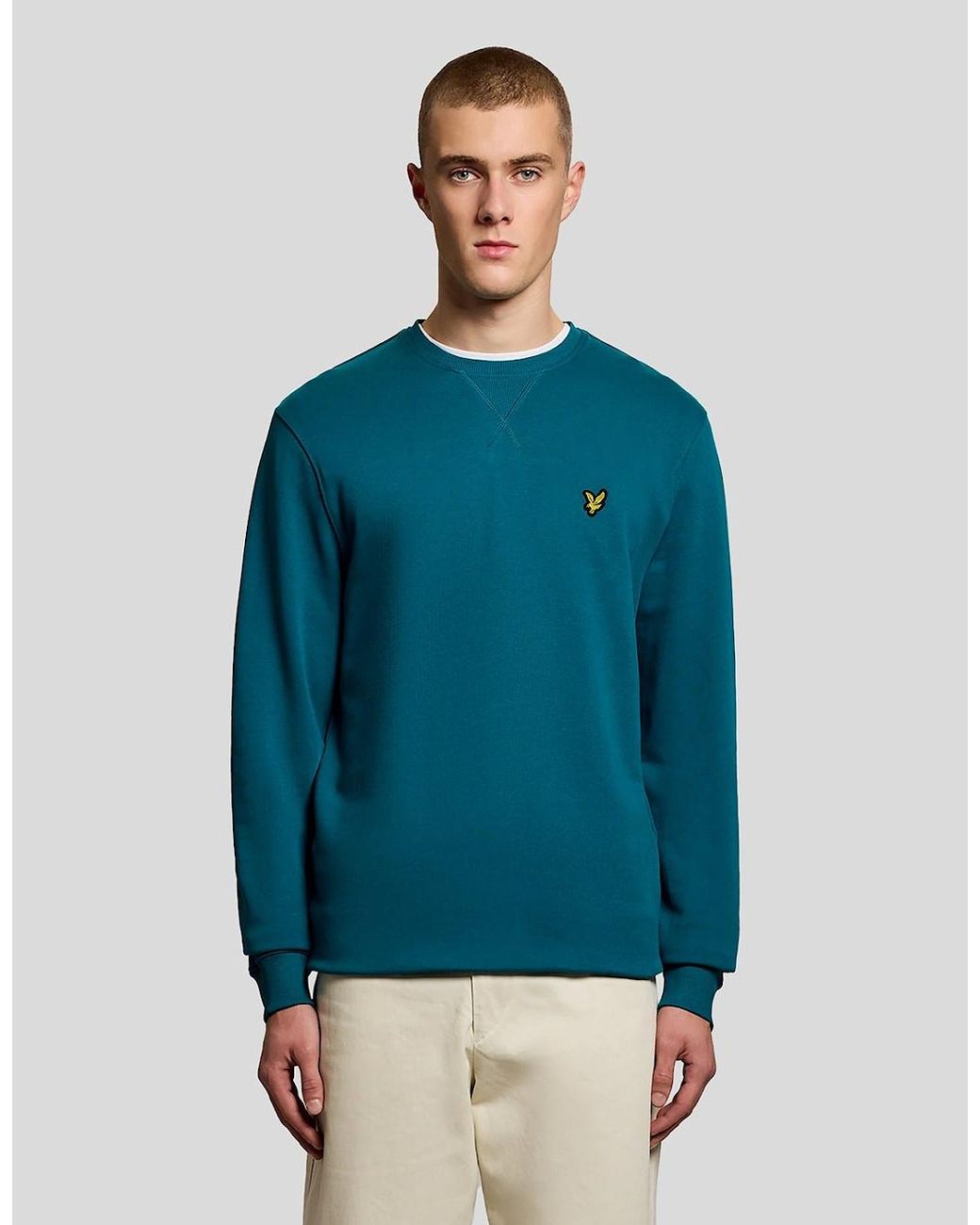 Lyle & Scott Blue Cotton Crew Neck Sweatshirt for men