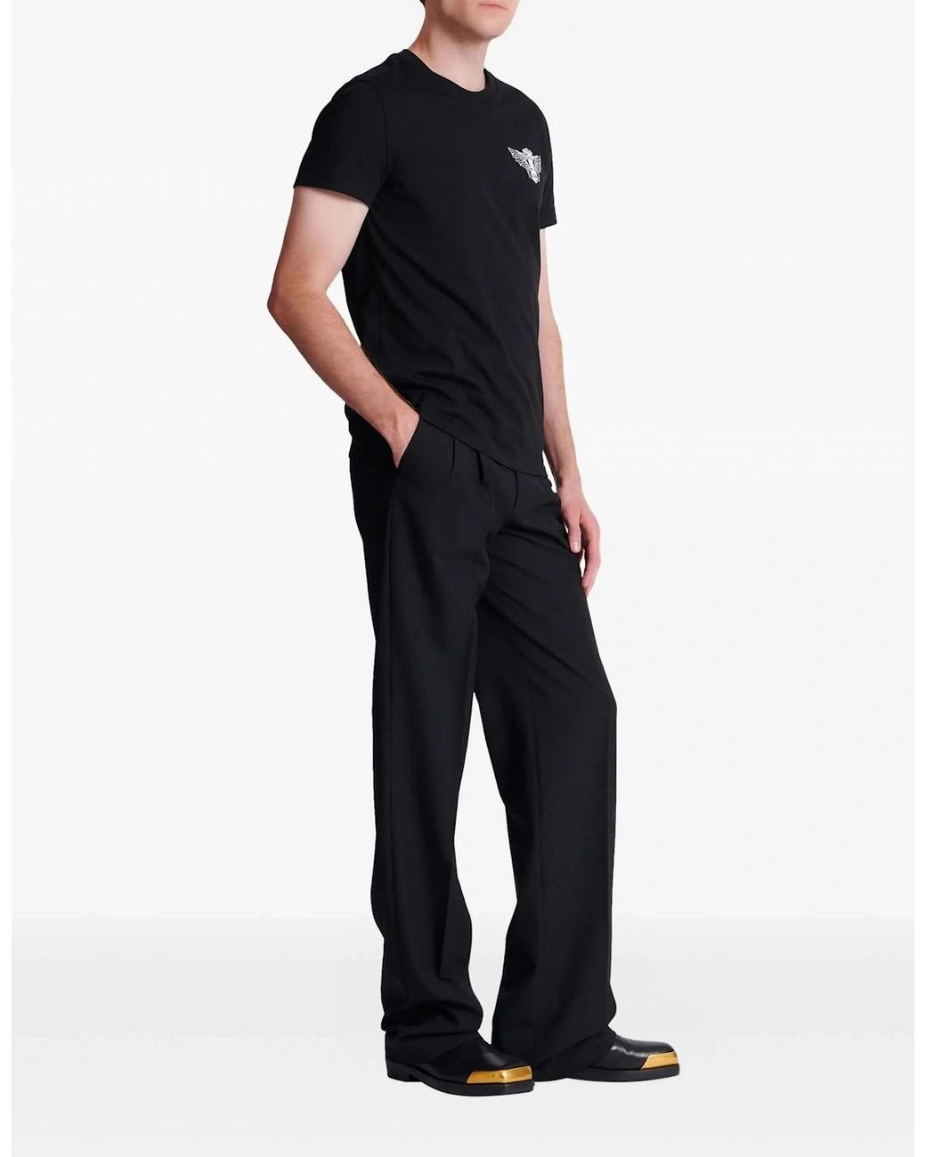 Balmain Black Slim Wings Print T-Shirt for men