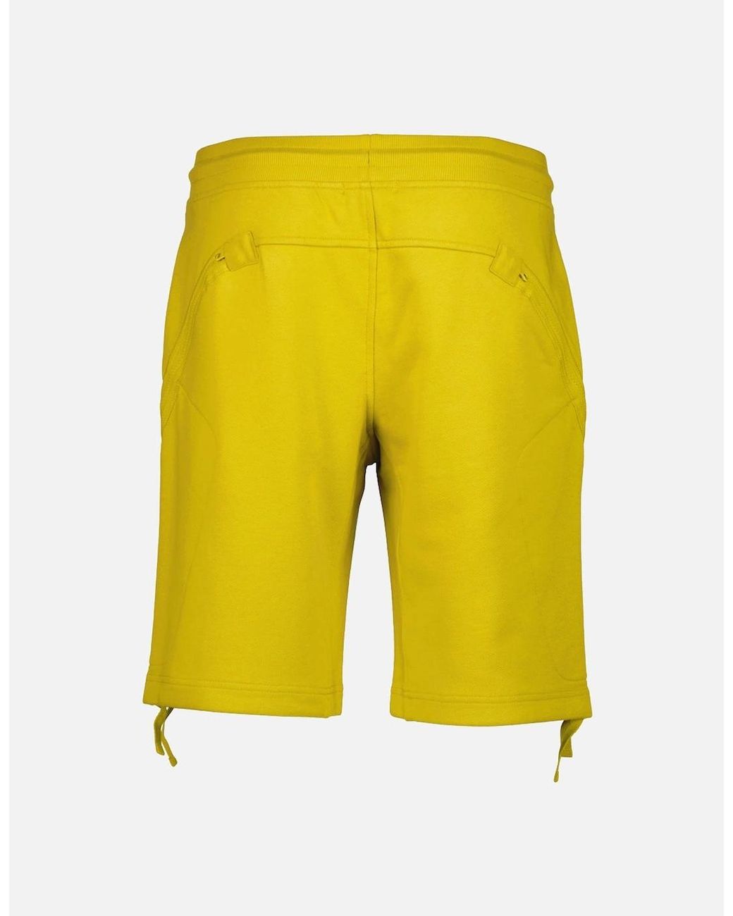 C P Company Yellow Diagonal Fleece Lens Sweat Shorts for men