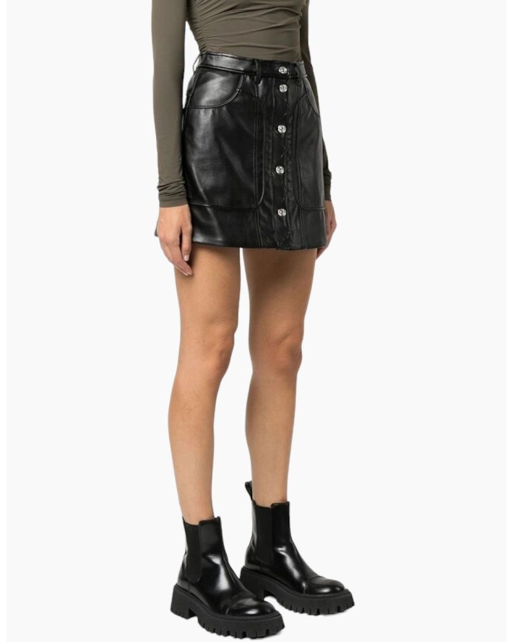 DIESEL Black Mini Skirt O-Ambra Faux Leather Ladies Skirt Party Clubwear