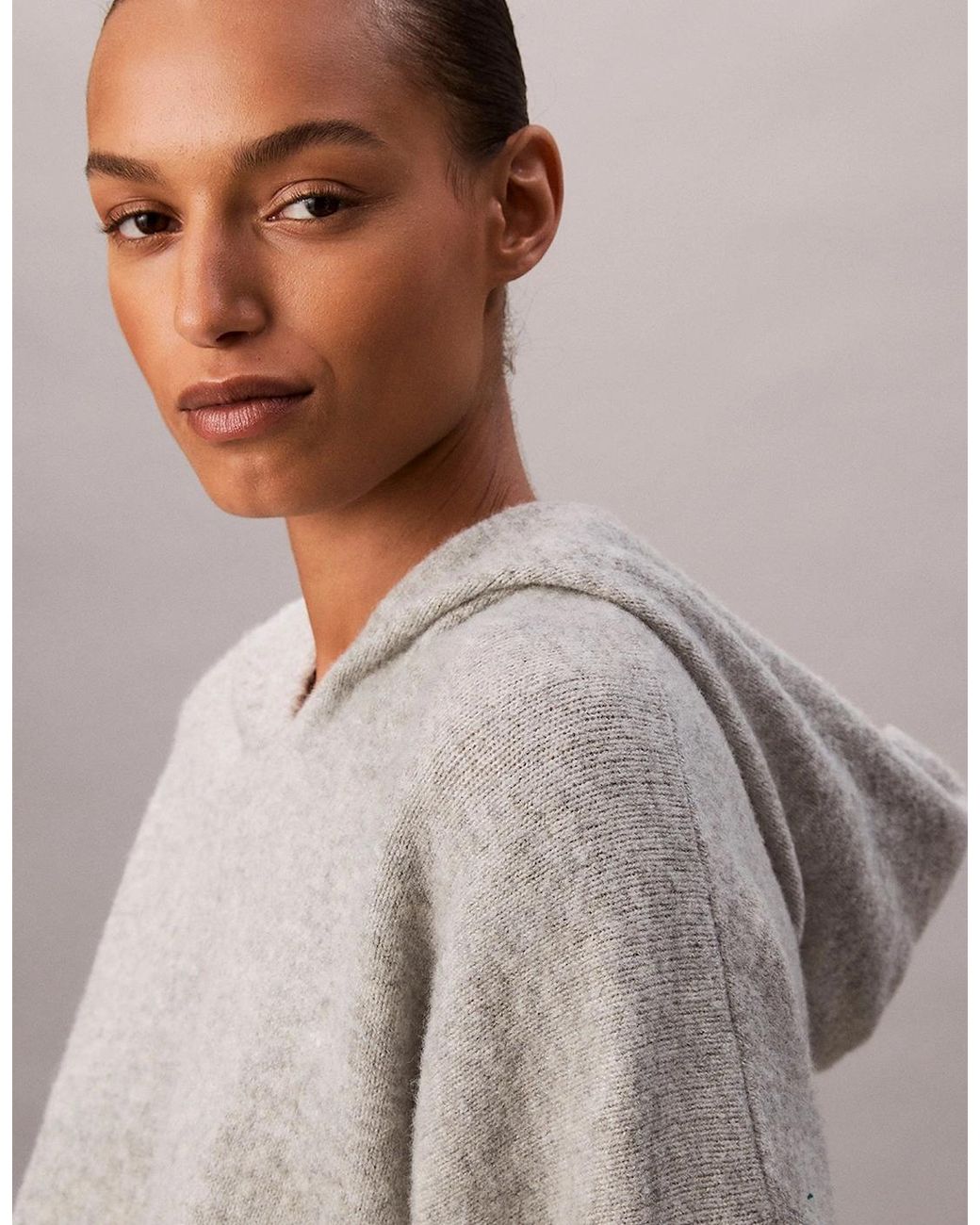 Calvin Klein Gray Plush Hoodie Plush Terry Heather