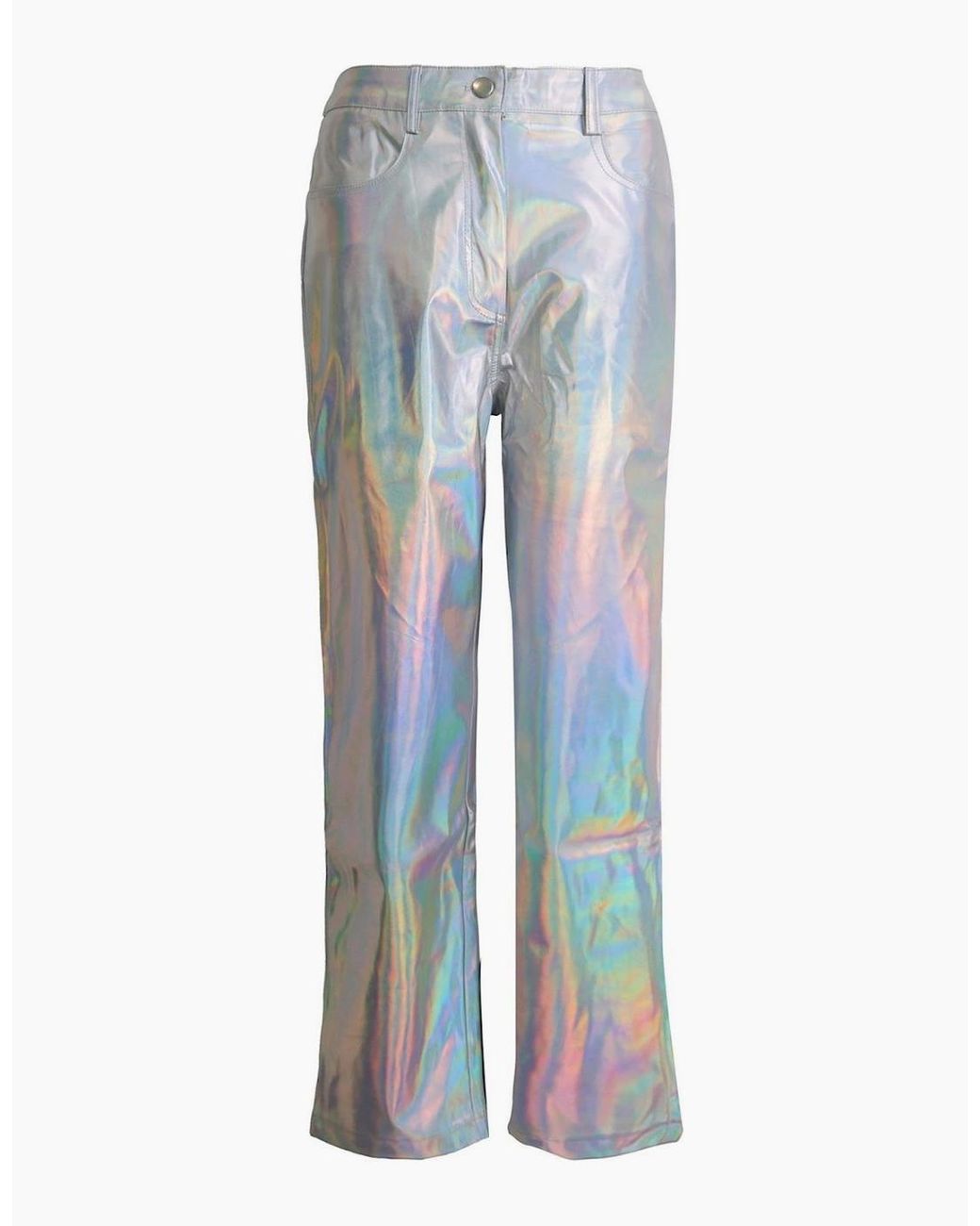 Amy Lynn Blue Lupe Iridescent Patterned Straight Trousers