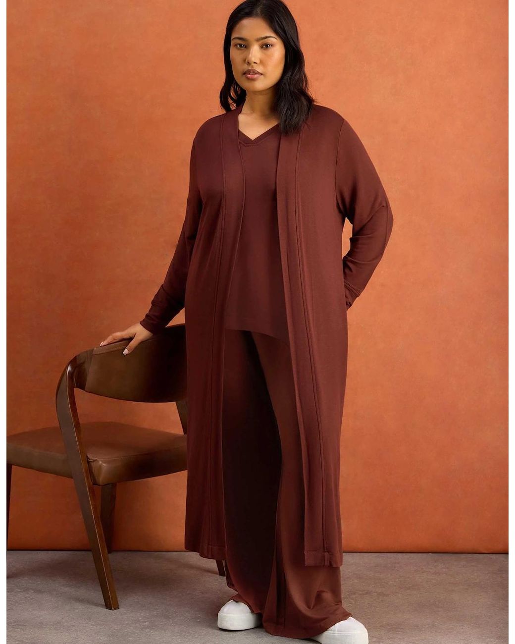 Live Unlimited London Brown Super Soft Longline Cardigan