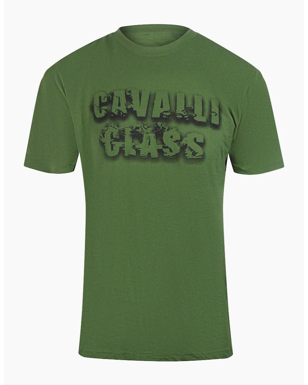 Roberto Cavalli Green Cavalli Class Smoke Bold Logo Military T-Shirt for men