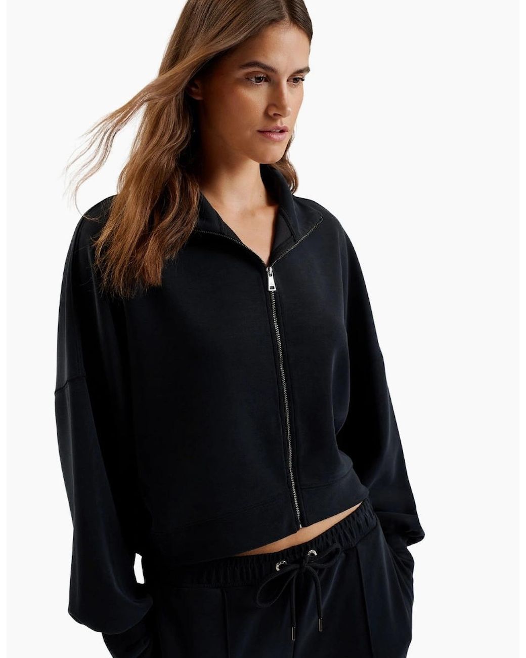 Ted Baker Black Arorha Cupro Zip Through Funnel Neck
