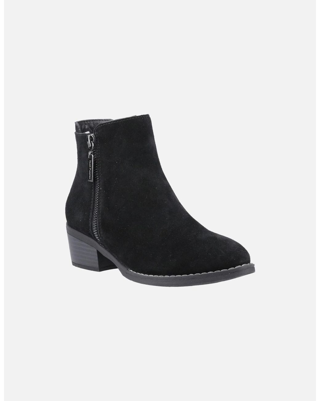 Hush Puppies Black Ingrid Suede Heeled Ankle Boots