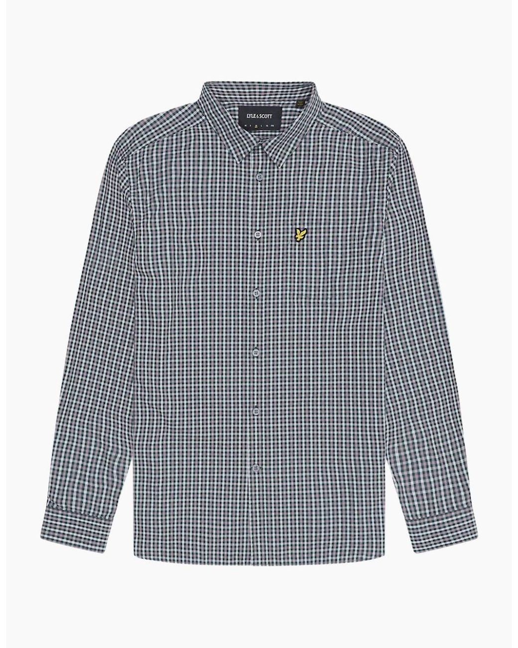 Lyle & Scott Gray Lyle & Scott Checked Gingham Argyle/ Long Sleeve Shirt for men