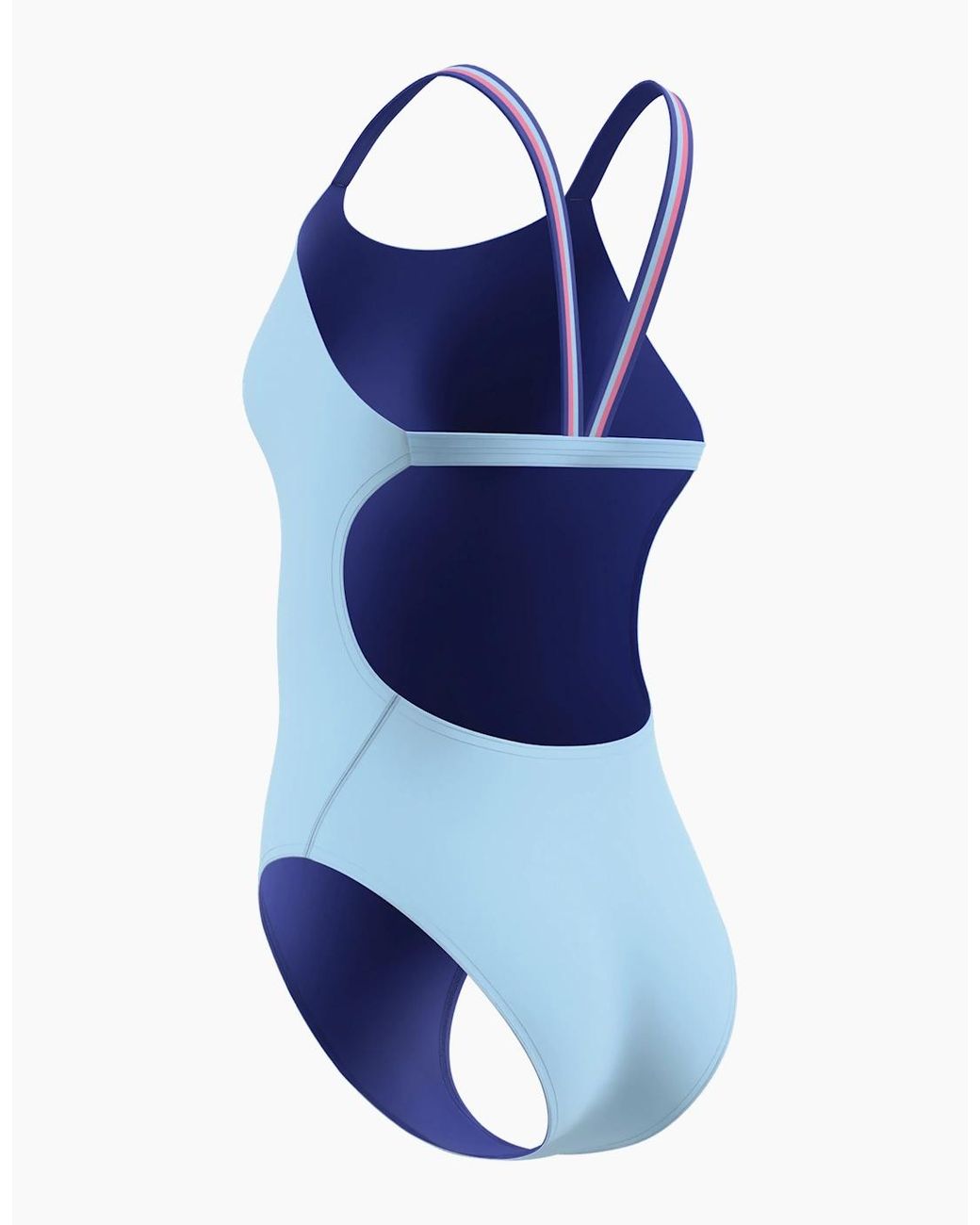 Speedo Blue Ladies Solid V-Cut Comfort One Piece Swimsuit