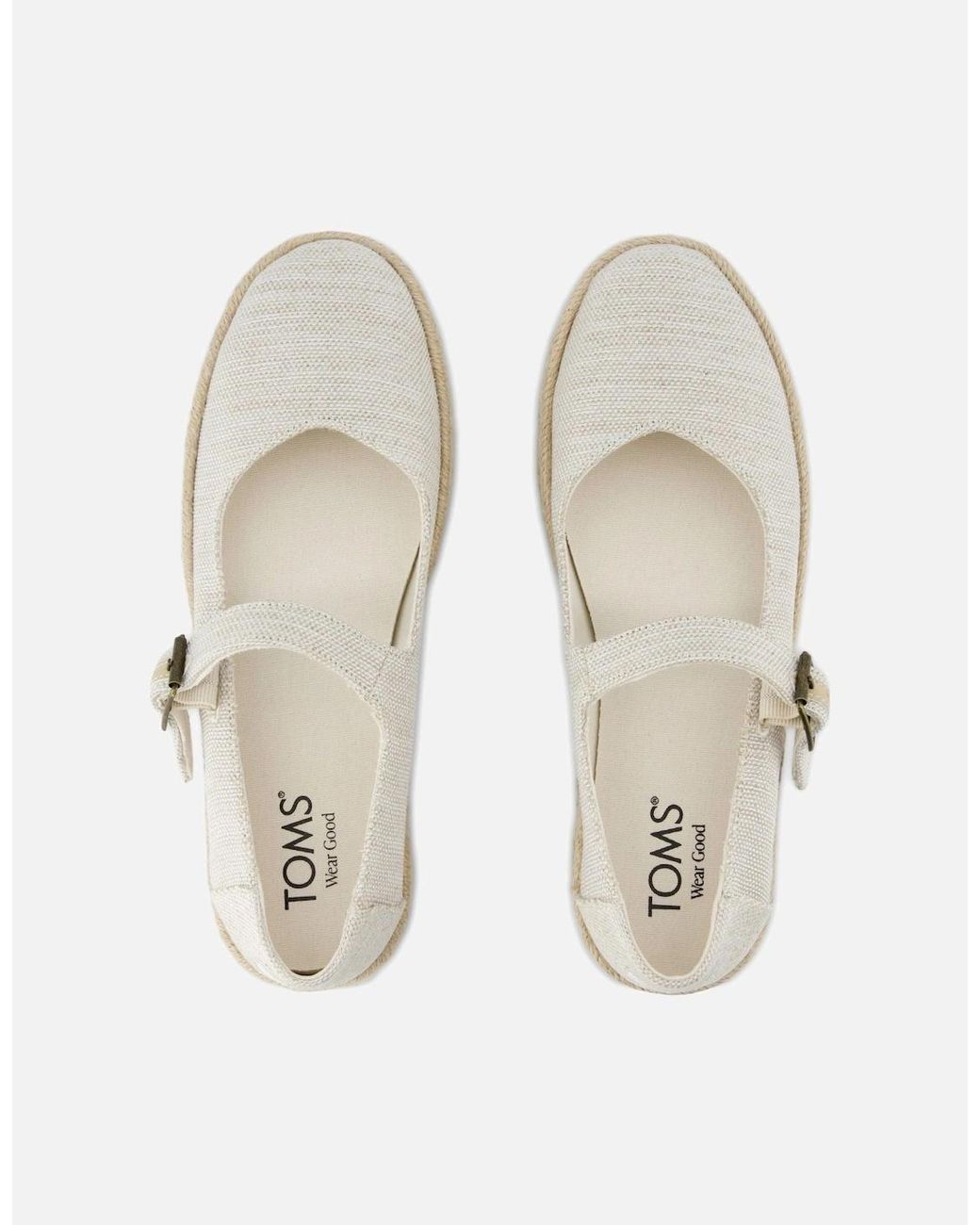 TOMS White Carolina Mary Jane Nylon Natural Espadrilles