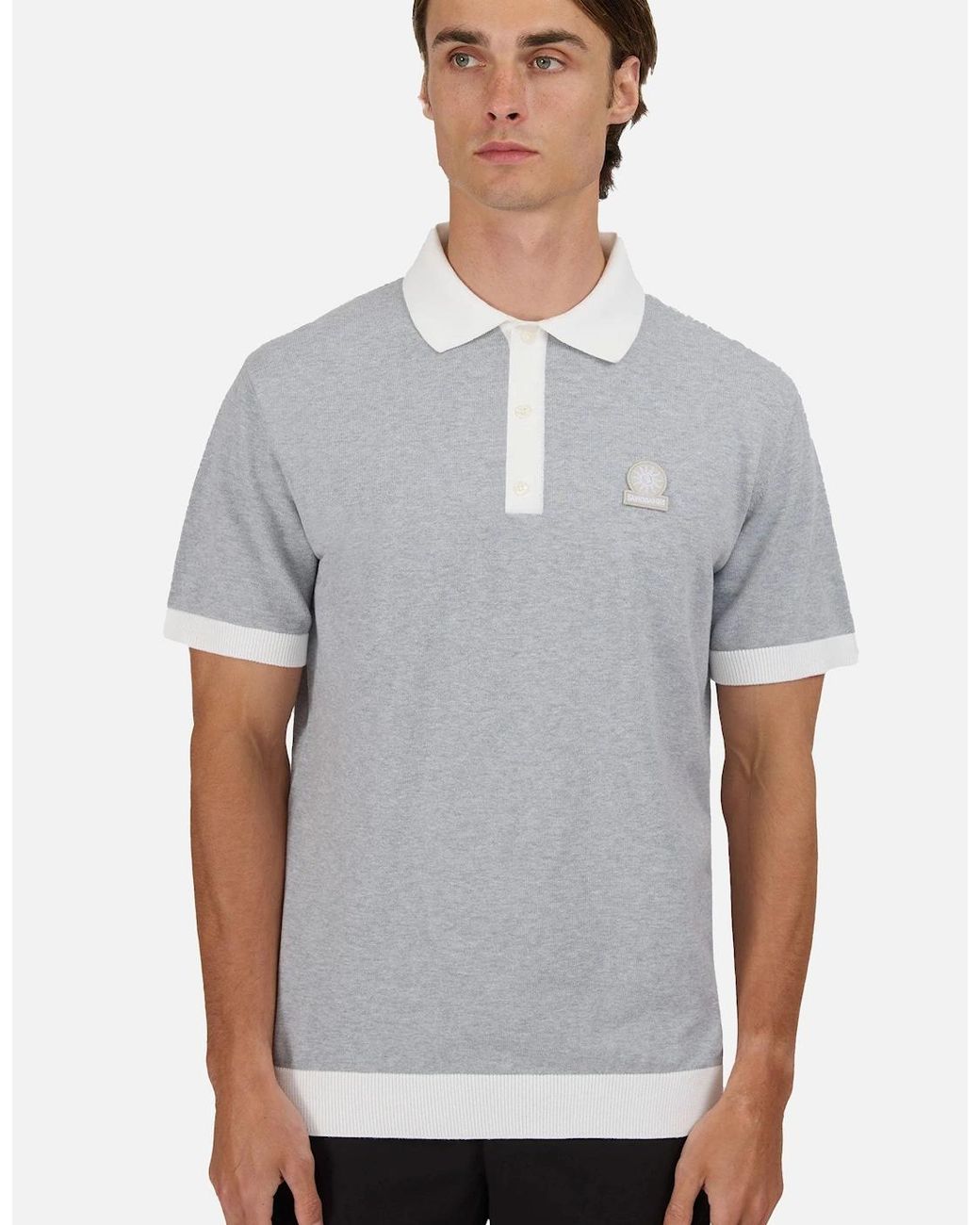 Sandbanks Blue 3-Button Knitted Polo for men