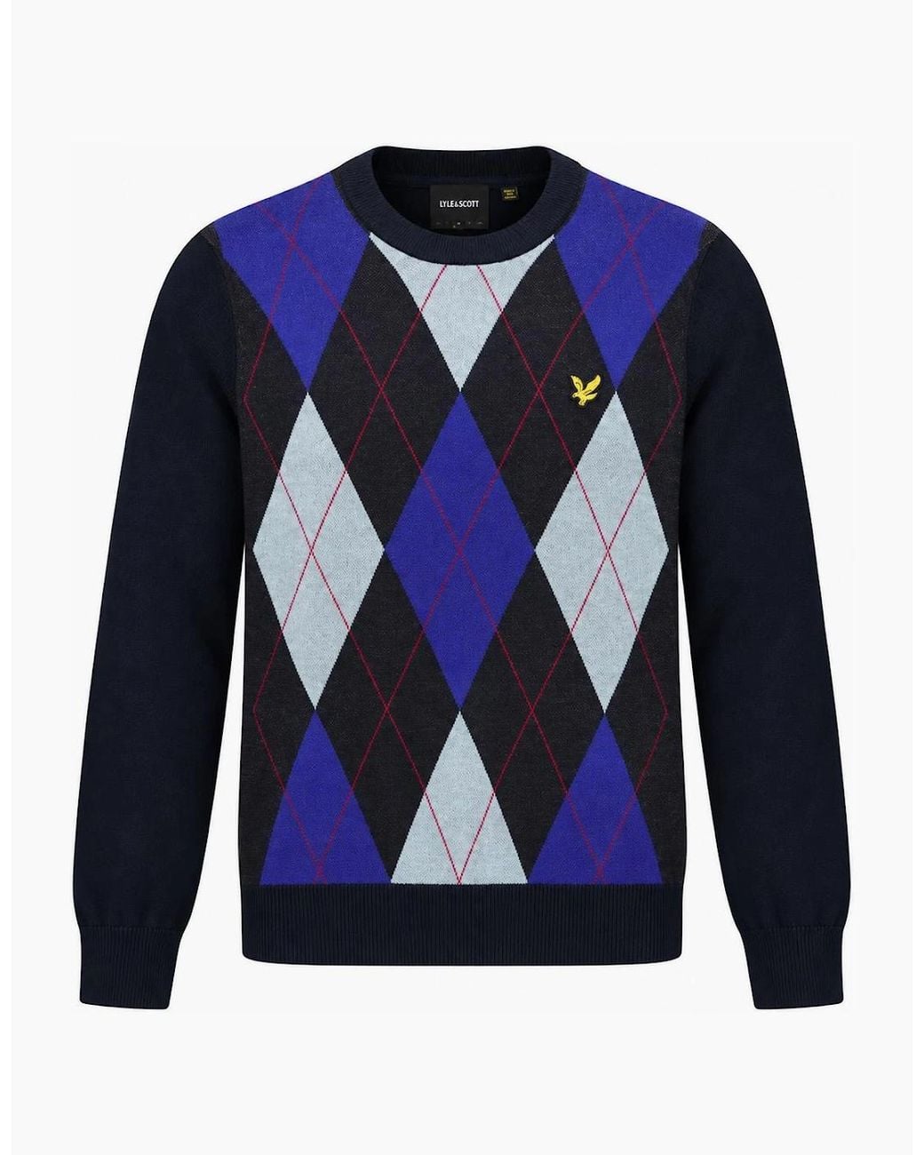 Lyle & Scott Blue Lyle & Scott Archive Revisited Argyle Knitted Jumper Dark for men