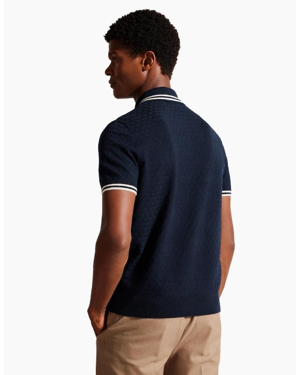 Ted Baker Blue Mahani Regular T Stitched Half Zip Polo Shirt for men