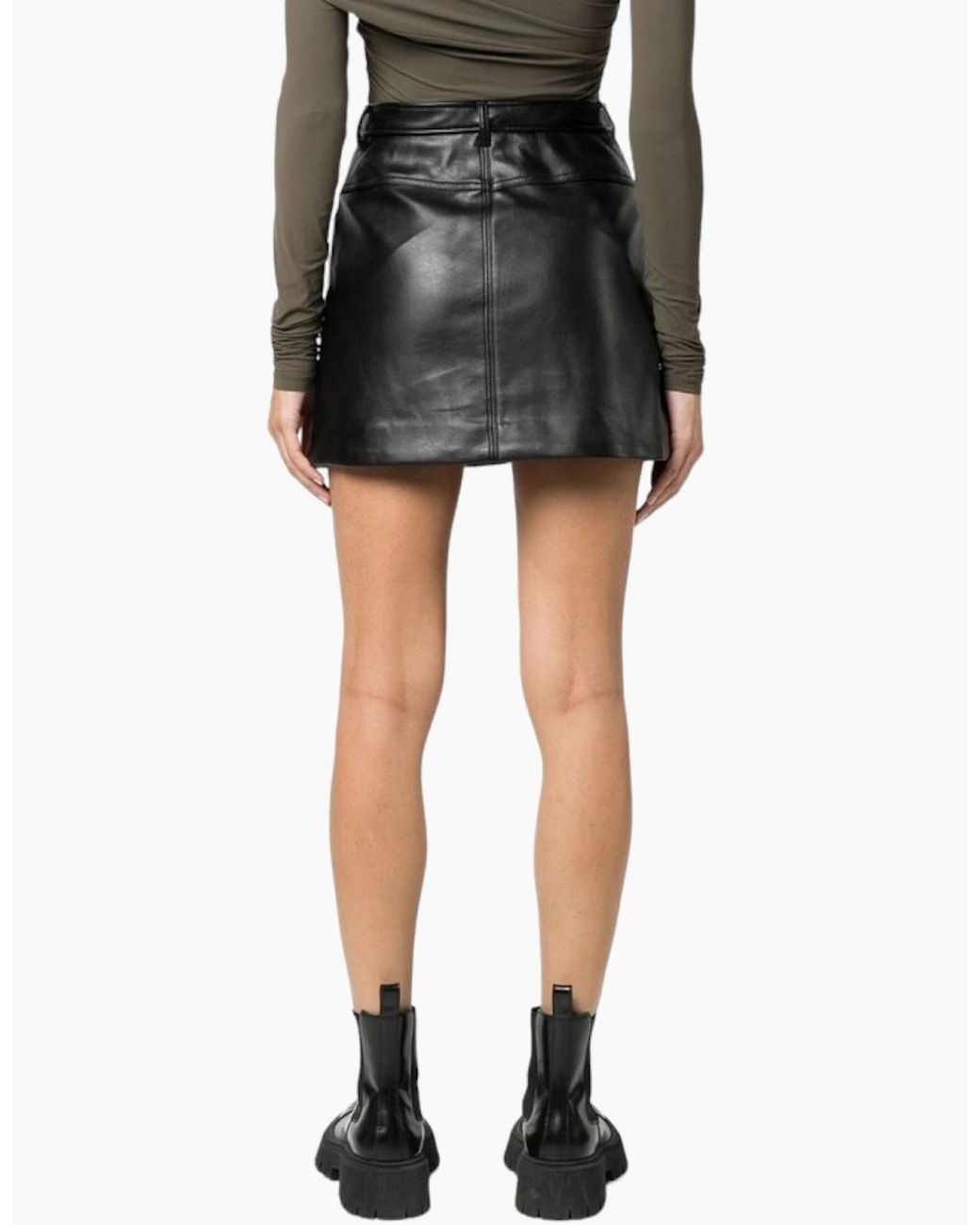 DIESEL Black Mini Skirt O-Ambra Faux Leather Ladies Skirt Party Clubwear