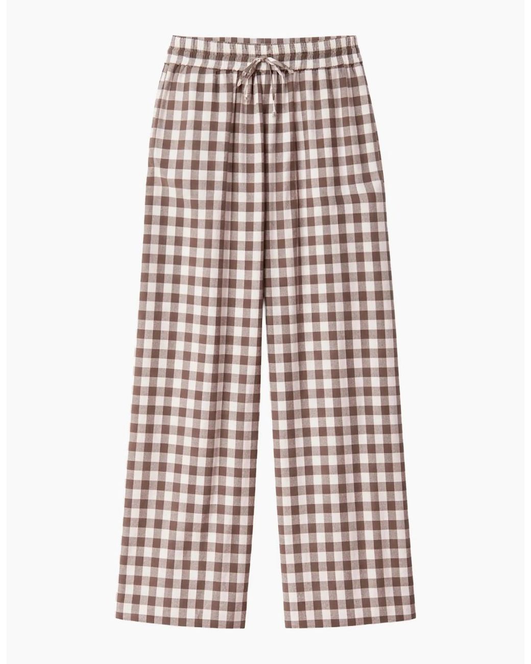 Ro&zo White Gingham Linen Blend Casual Trouser