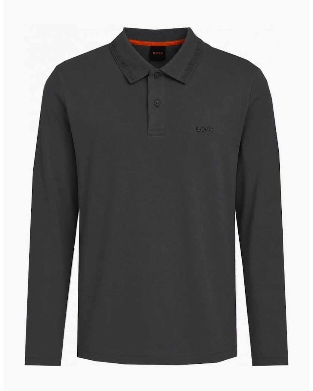 Boss Black Interlock Long Sleeved Polo Shirt for men