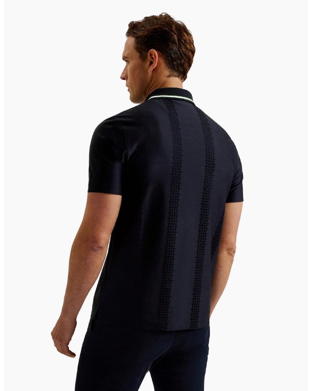 Ted Baker Blue Orbite Slim Fit Jacquard T Polo Shirt for men