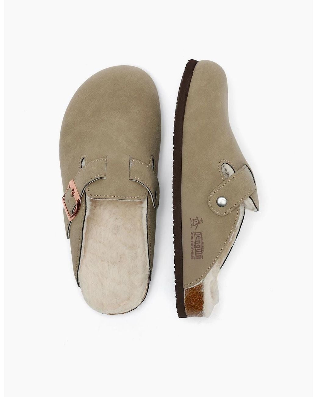Original Penguin Natural Penguin Poppy Fur Suede Sand Mules