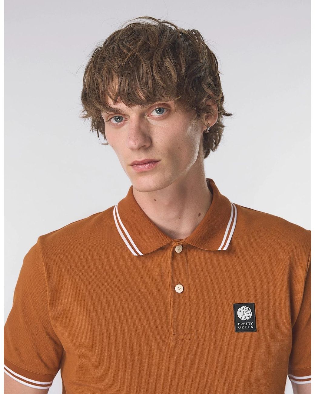 Pretty Green Brown Rayner Ss Polo Rust for men