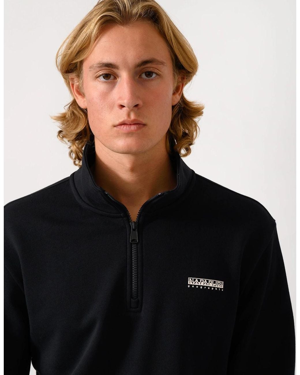 Napapijri Black Small Box Half Zip Sweatshirt for men