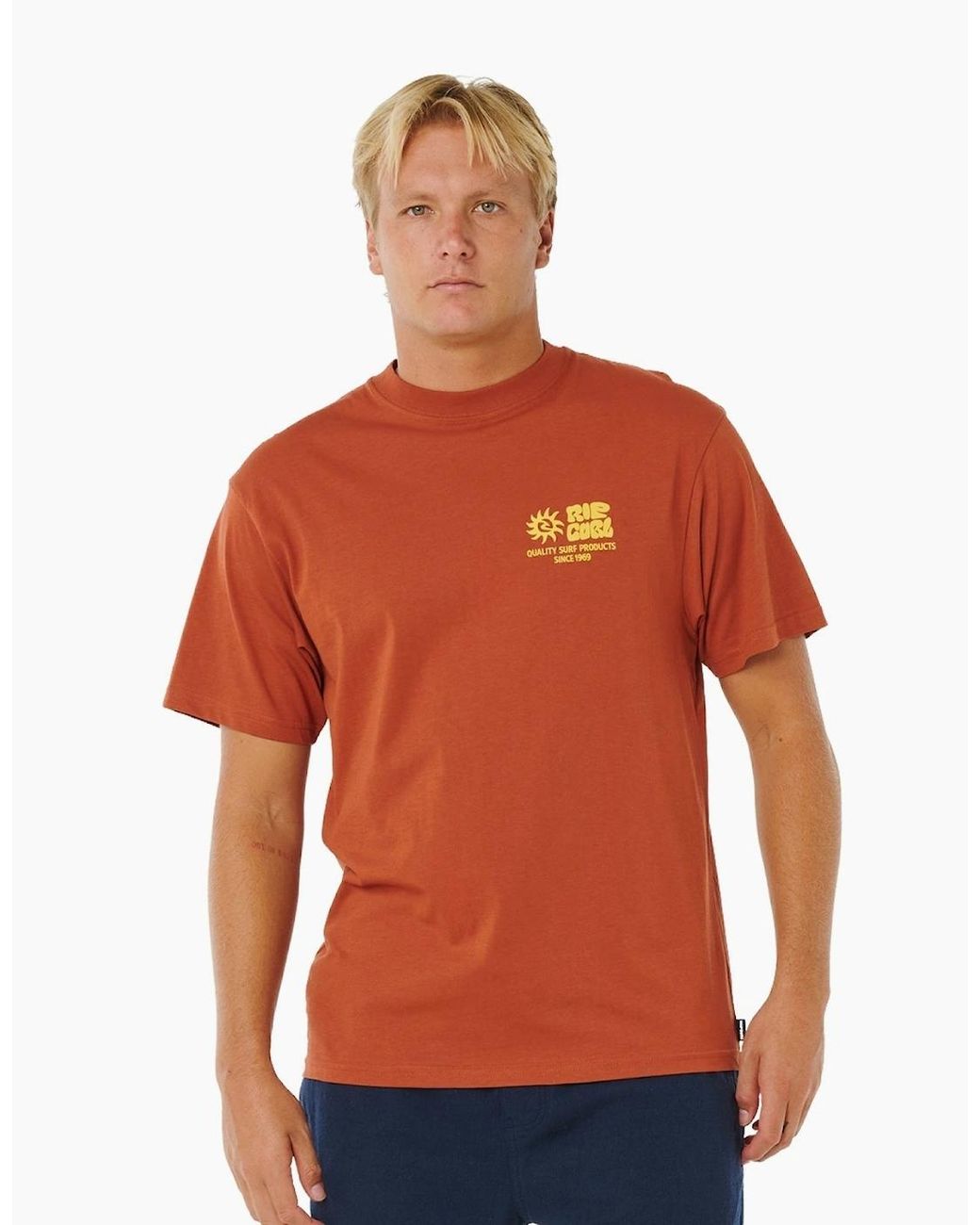 Rip Curl Red Rip Curl Pacific Rinse Glass Off Short Sleeve T-Shirt for men