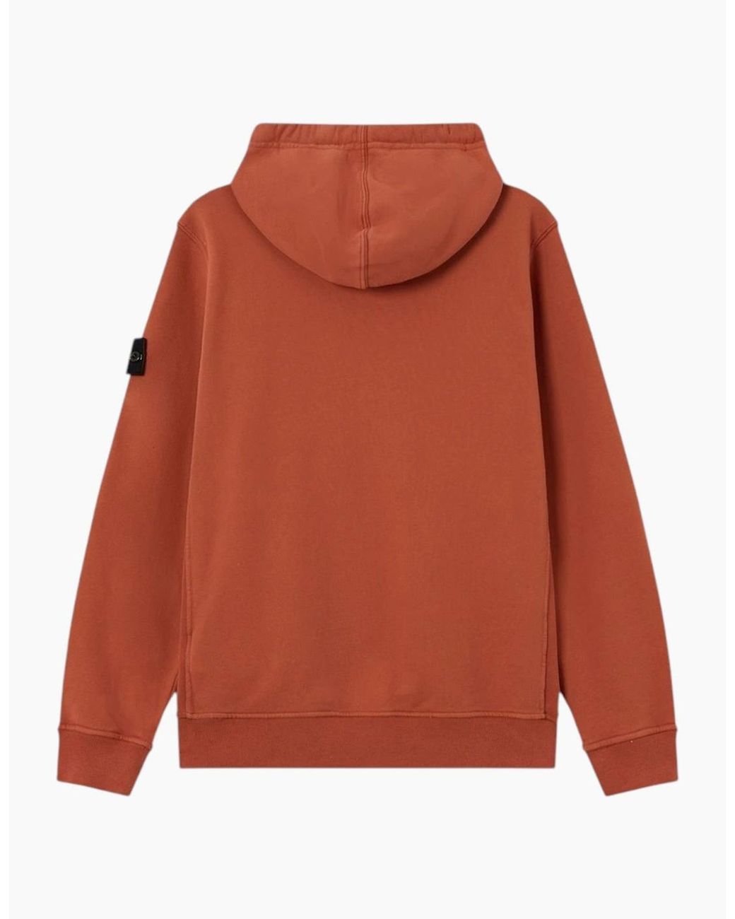 Stone Island Orange Brushed Organic Cotton Brick Hoodie for men