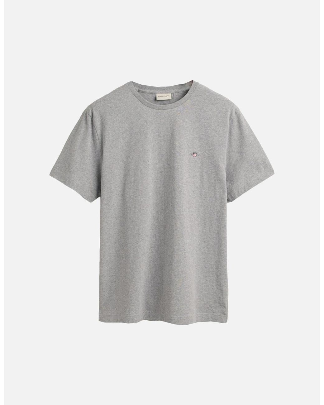 Gant Gray T Shirts Shield Logo Crew Neck Short Sleeve Cotton Summer Casual Tee for men