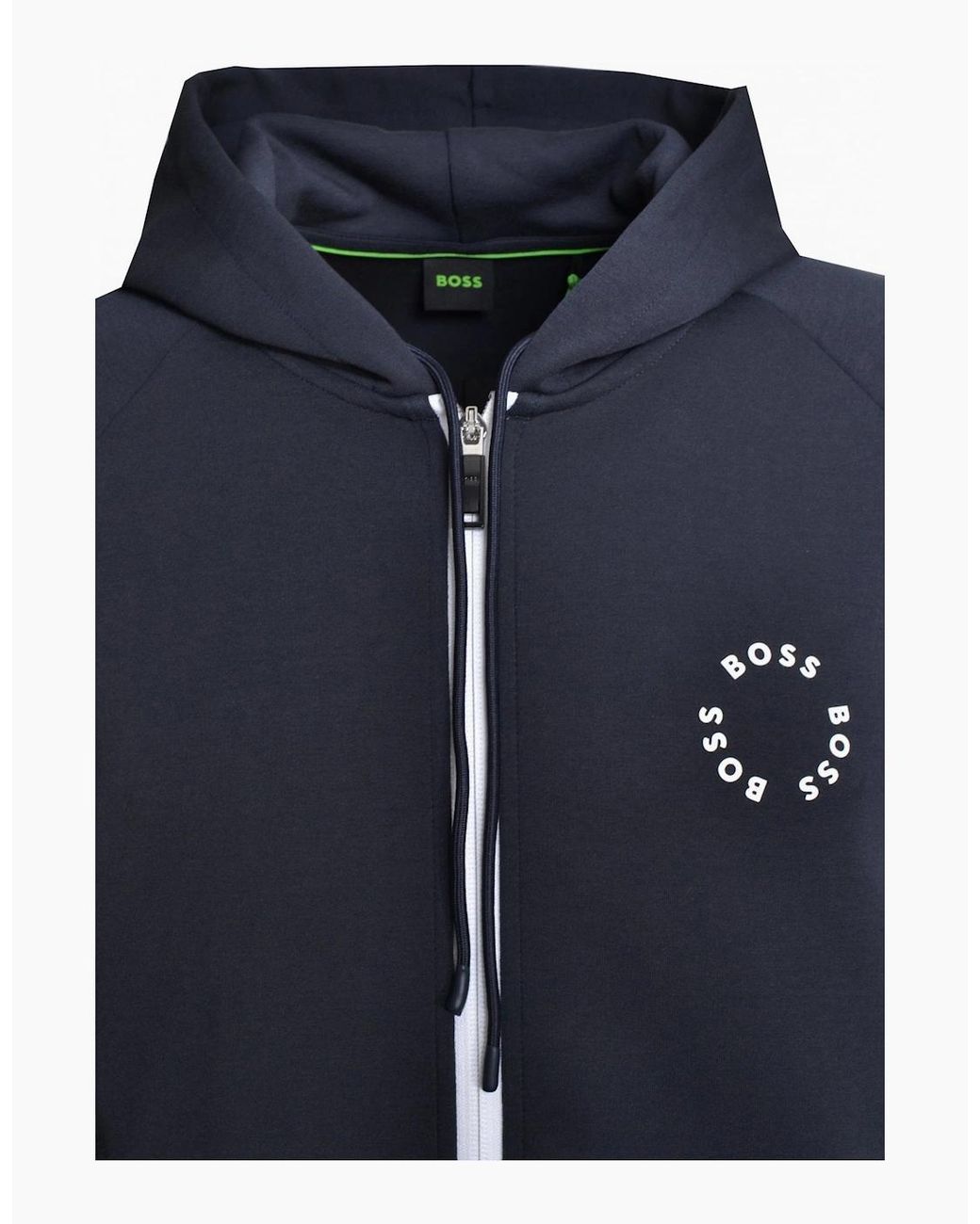 Boss Blue Saggy 2 Dark Zip Up Hooded Sweatshirt for men
