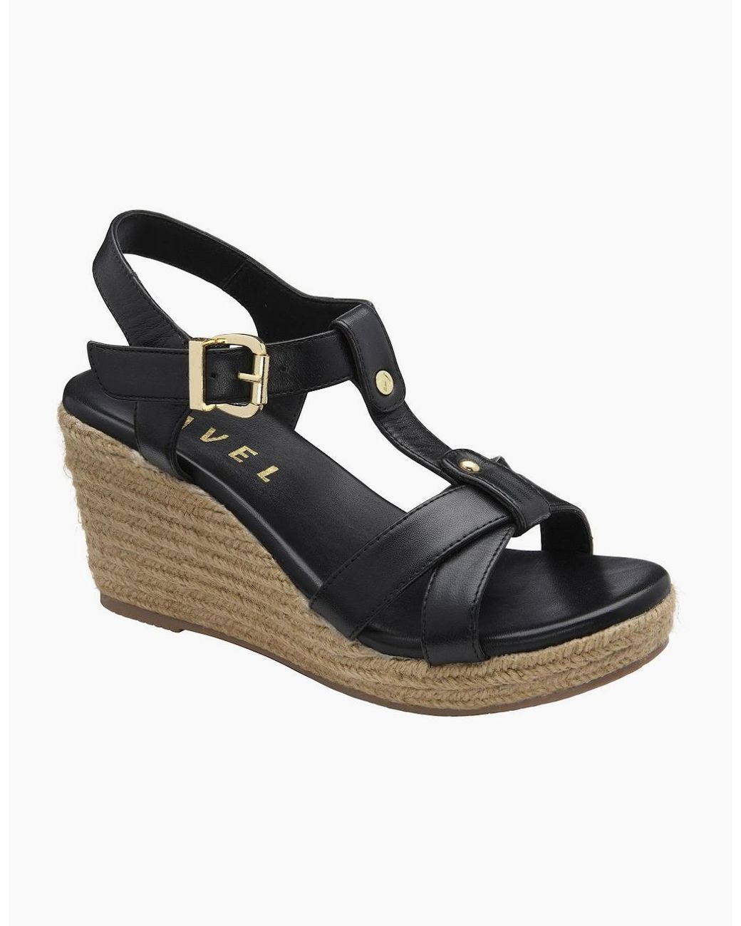 Ravel Black Elling Wedge Sandals