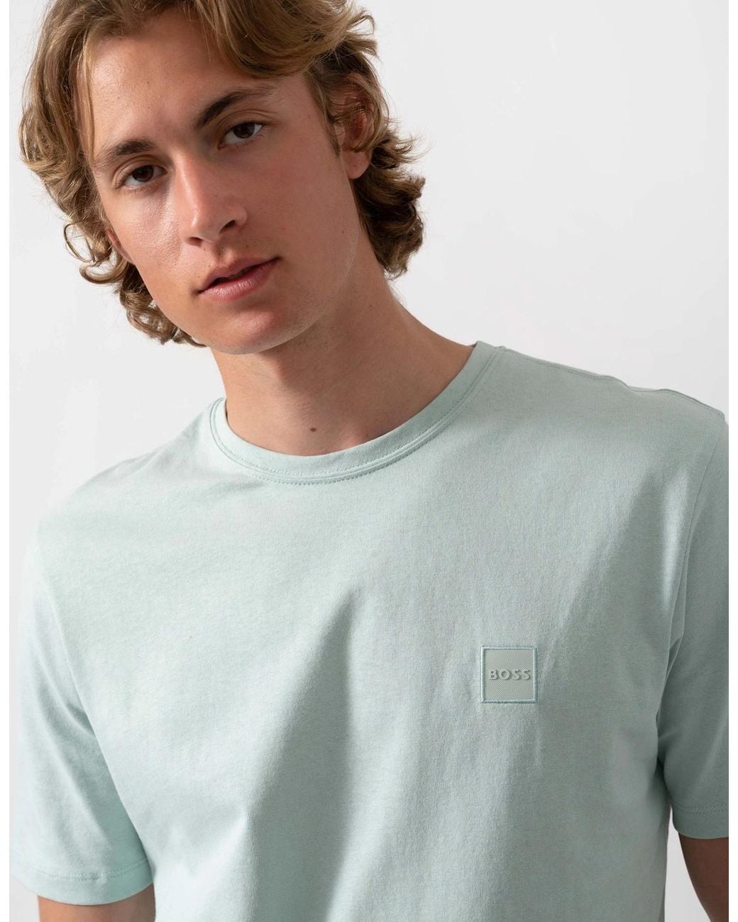 Boss Gray Boss Tales Cotton-Jersey T-Shirt With Logo Patch for men