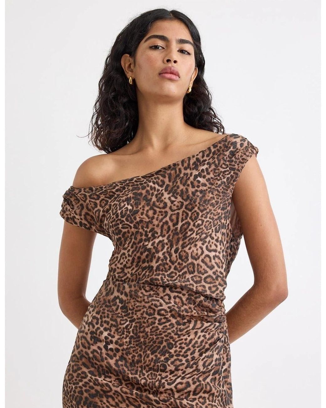 Nobody's Child Brown Skylar One Shoulder Midi Slip Dress